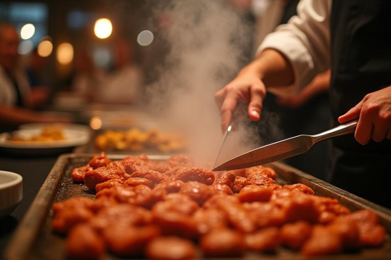Catering etkinliğinde döner servisi yapan şef